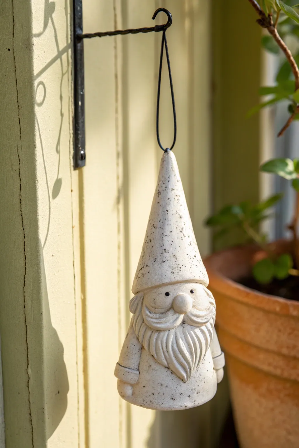 Minimal ceramic gnome ornament with hanging loop, a Scandinavian boho touch for decor.
