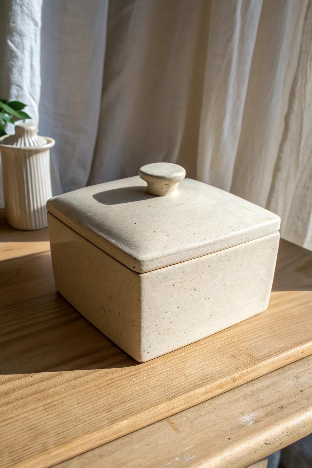 Softly puffed slab box with organic curves and crisp edges, perfect minimalist pottery inspo
