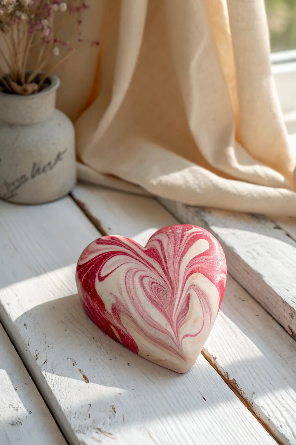 Bold marbled super clay heart with matte finish, perfect minimalist-boho color swirl inspo.
