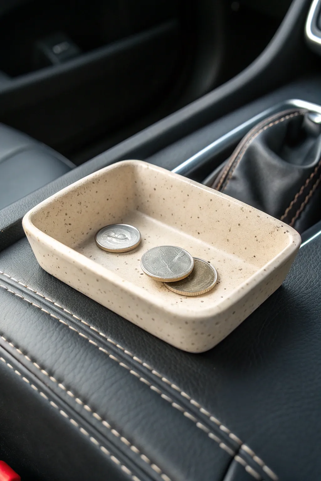 Minimal air dry clay coin tray for dads, perfect for car consoles and Fathers Day gifting.