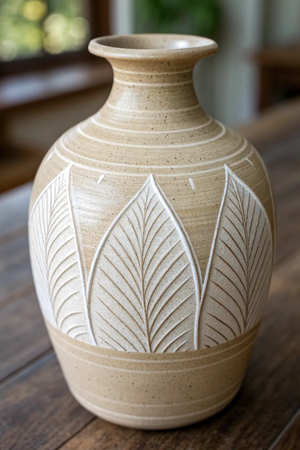 Crisp Mishima inlay lines tucked into carved grooves for a clean, textured ceramic finish