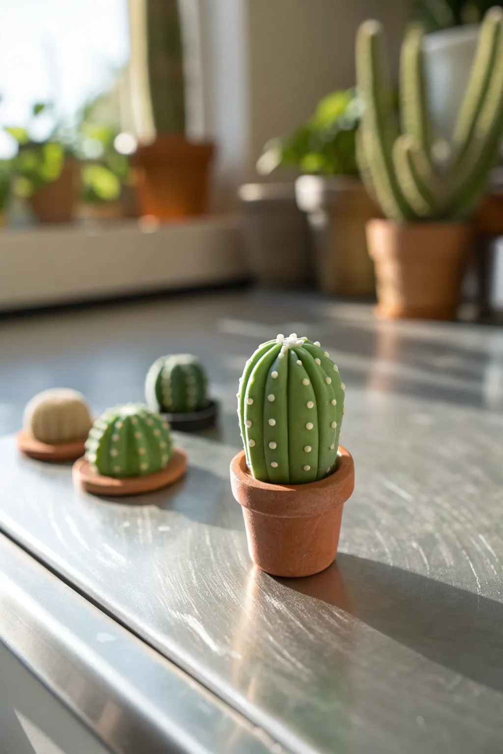 Sweet mini clay cactus magnet ideas: simple shapes, boho colors, perfect for your fridge