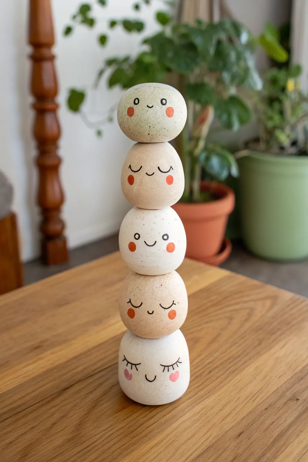 Stack 4 to 6 mini clay characters into a sweet totem and test your balance skills.