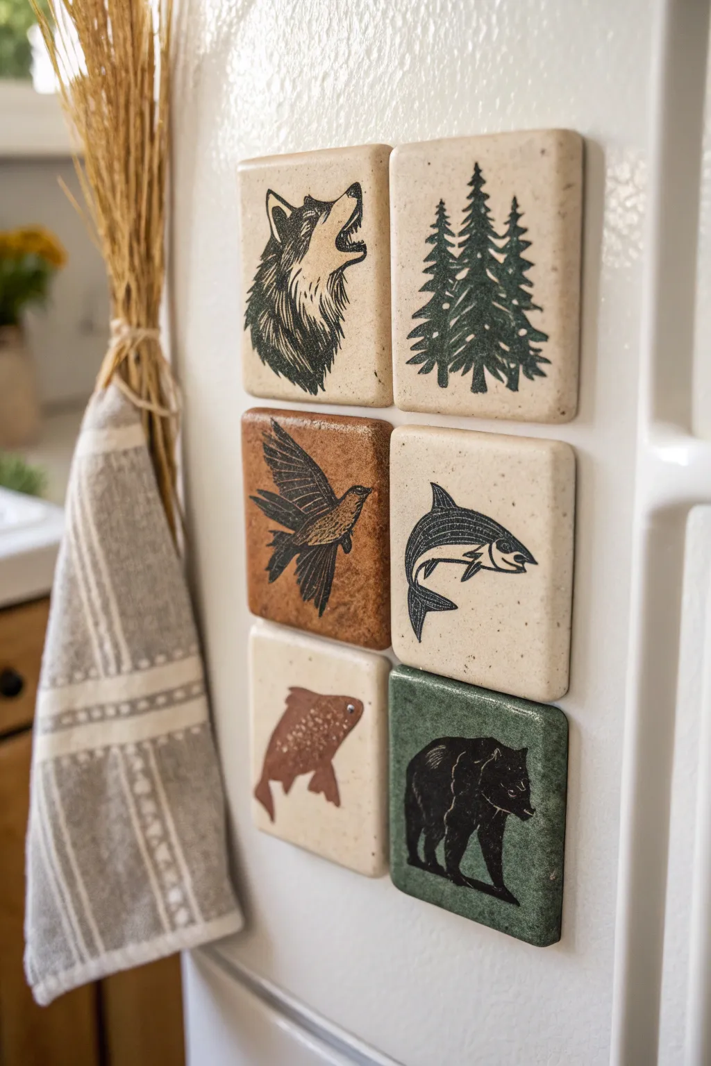 Bold clay wildlife magnets with a rugged, modern look that still feels minimalist and handmade