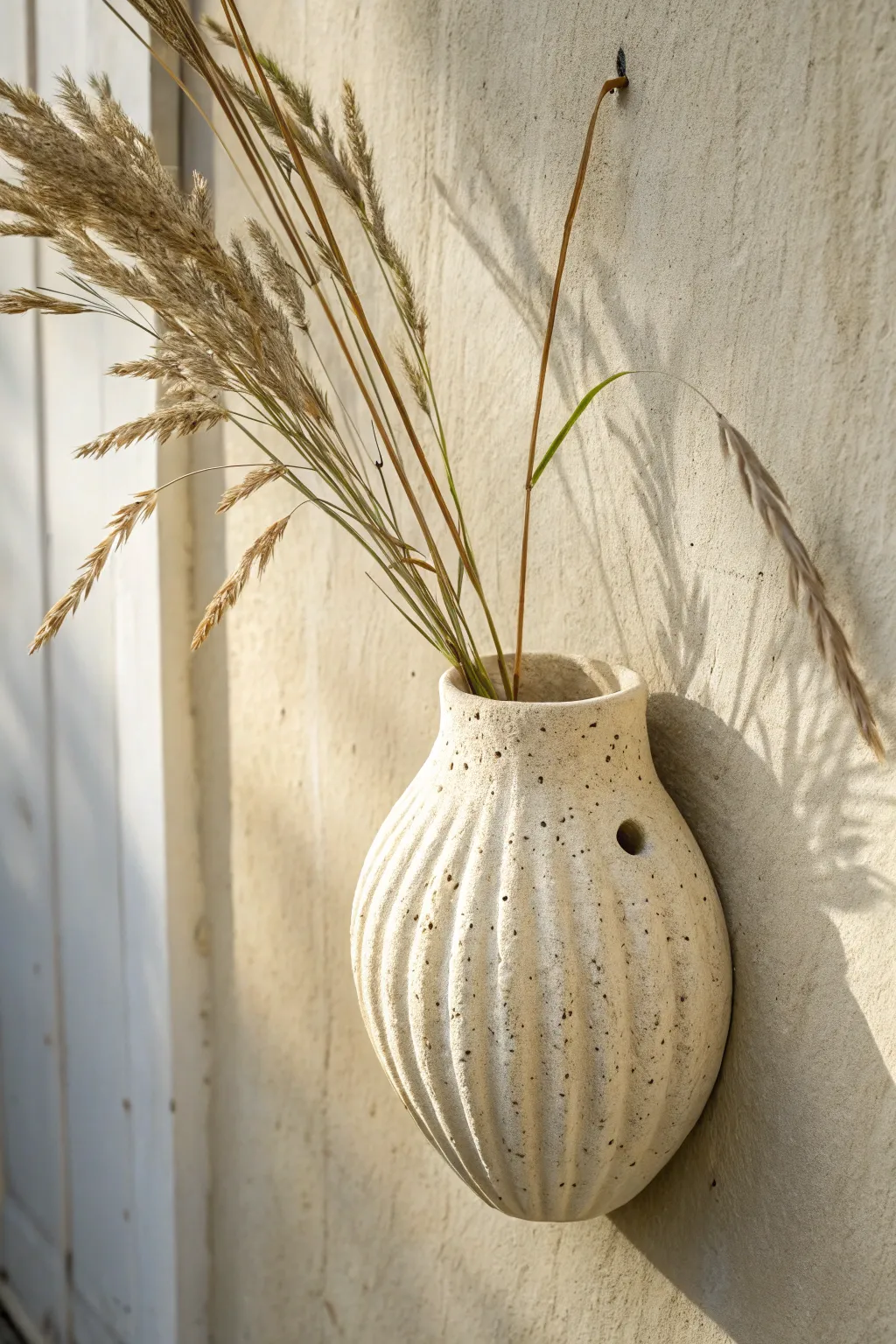 Rippled pinch-texture wall pocket with a single stem for an effortlessly handmade look