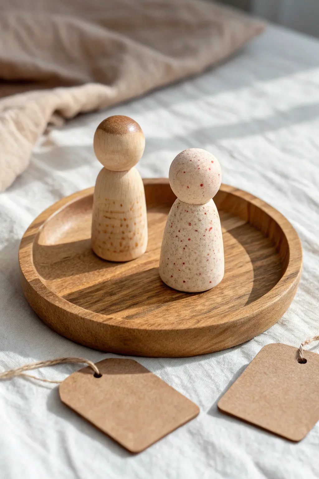 A sweet wonky duo of mystery mini figures, perfect for the blindfold and coach couples challenge