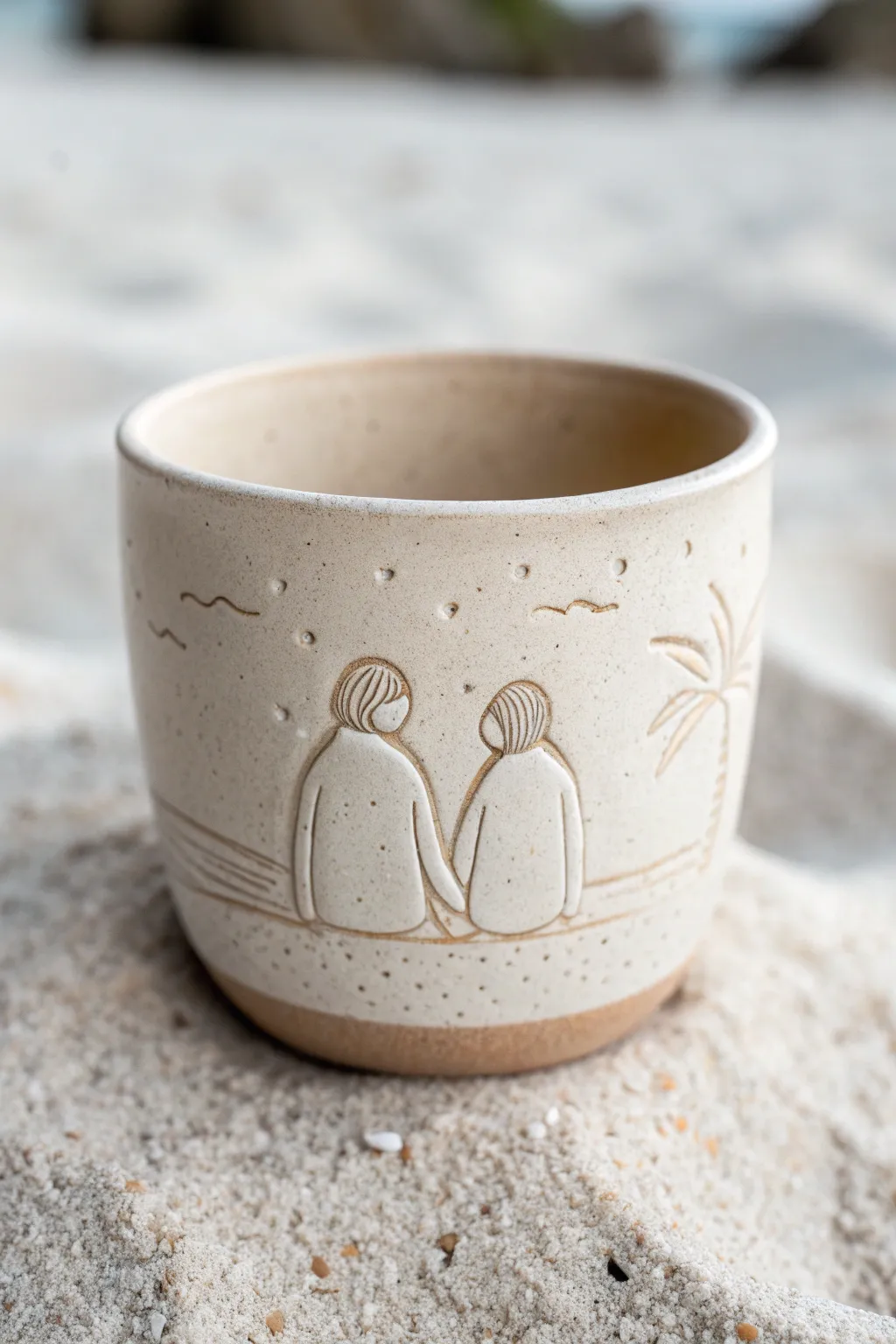 Sweet minimalist best friends relief cup, a heartfelt clay project that looks cozy and modern.