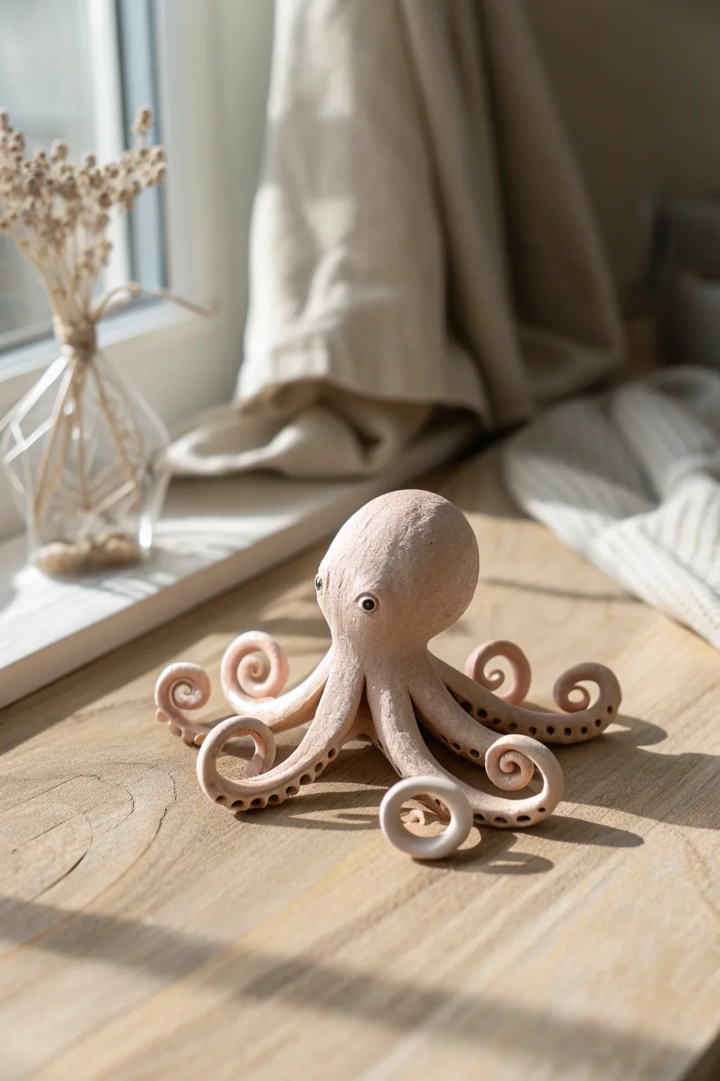 Make this mini clay octopus with curly legs for a sweet, simple accent on your pottery shelf.