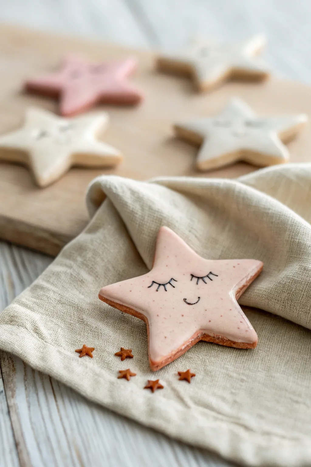 Sleepy little clay star token charm in soft pastels, minimalist and sweet for easy cute ideas