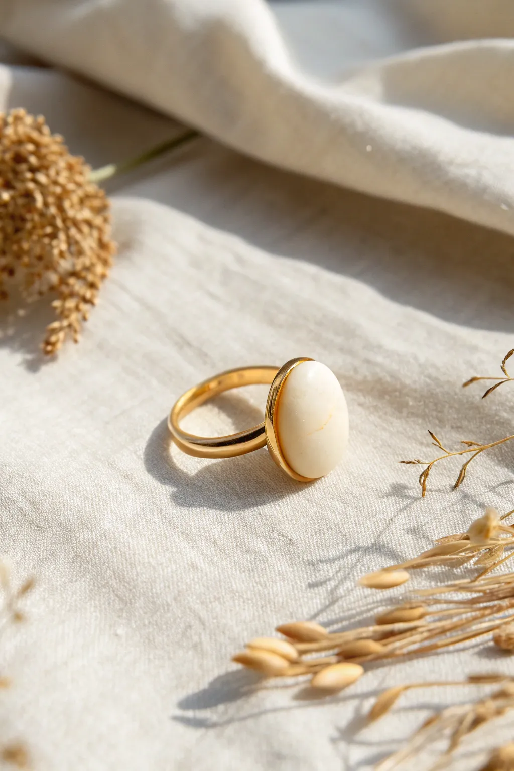 Minimal polymer clay topper ring with a smooth dome on a simple band, clean and chic
