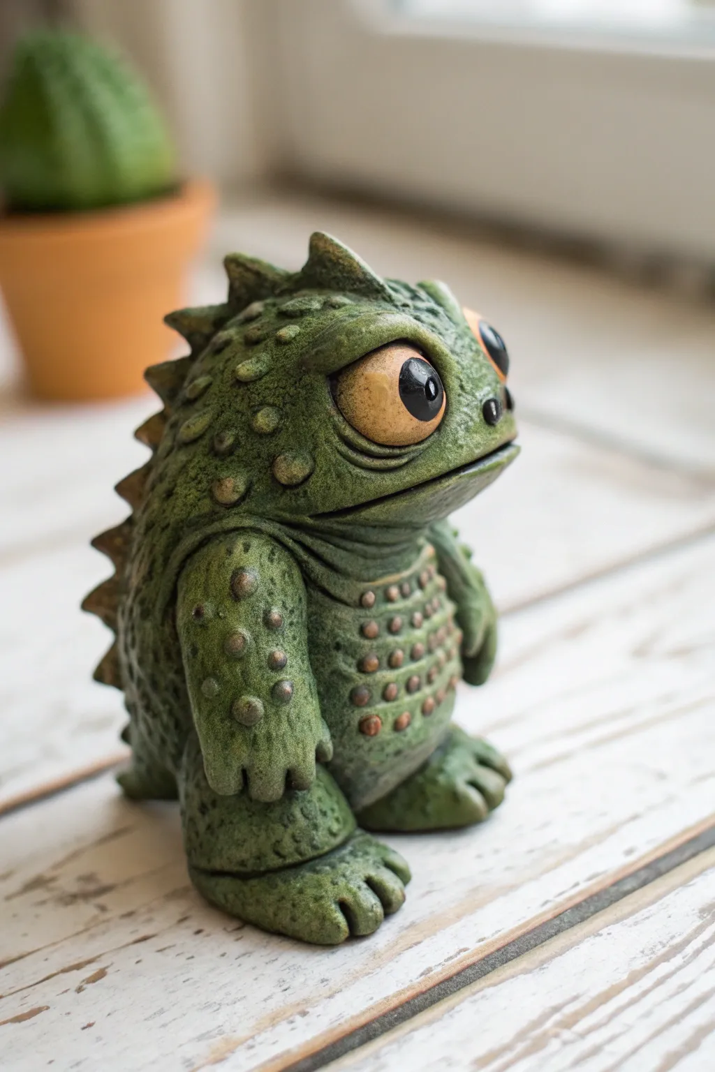 Murky green swamp mini monster with glossy slime accents, perfect for spooky clay nights.