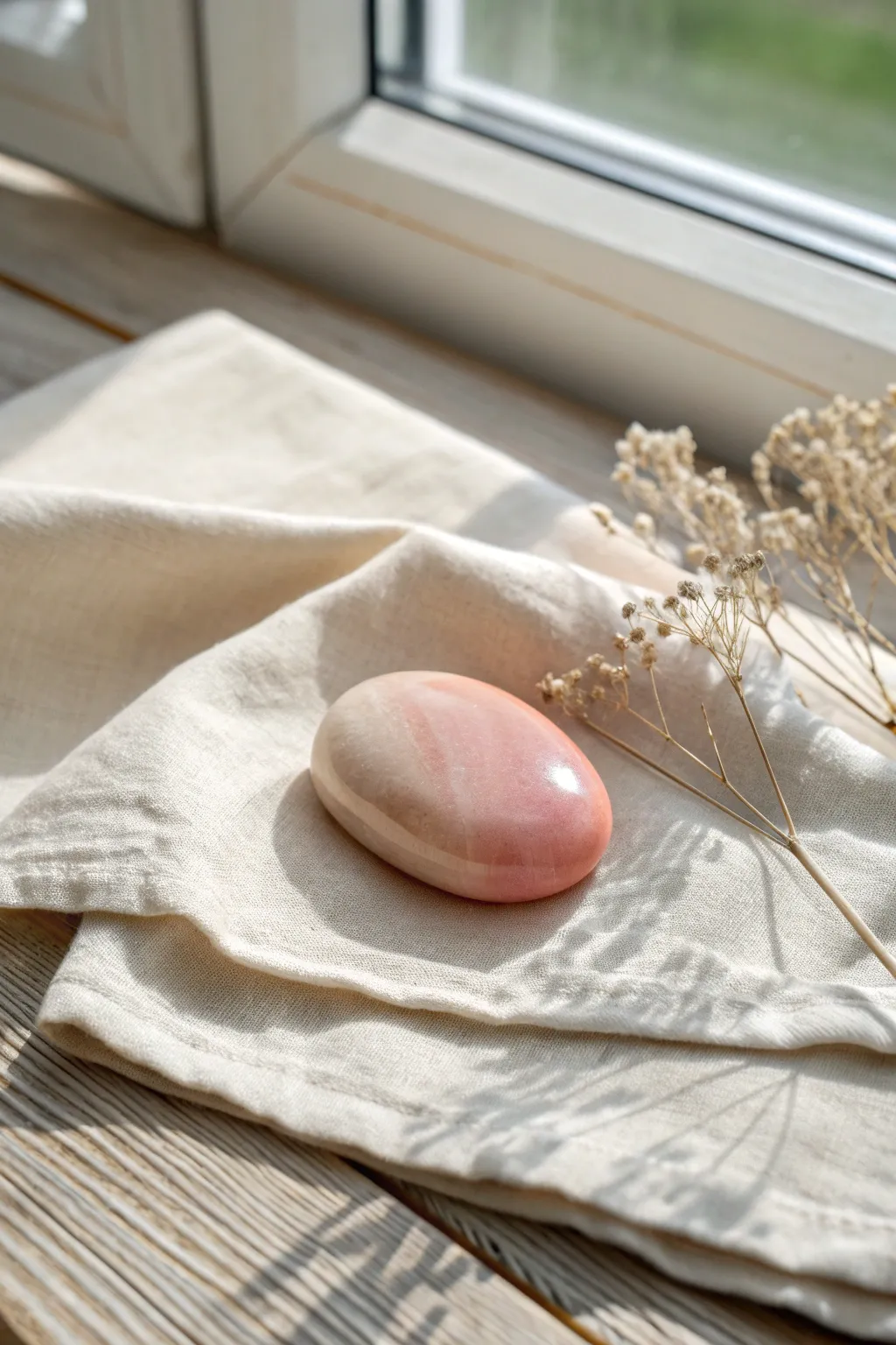 Beginner-friendly Sculpey worry stone: smooth oval with thumb dip, calming minimalist vibes.