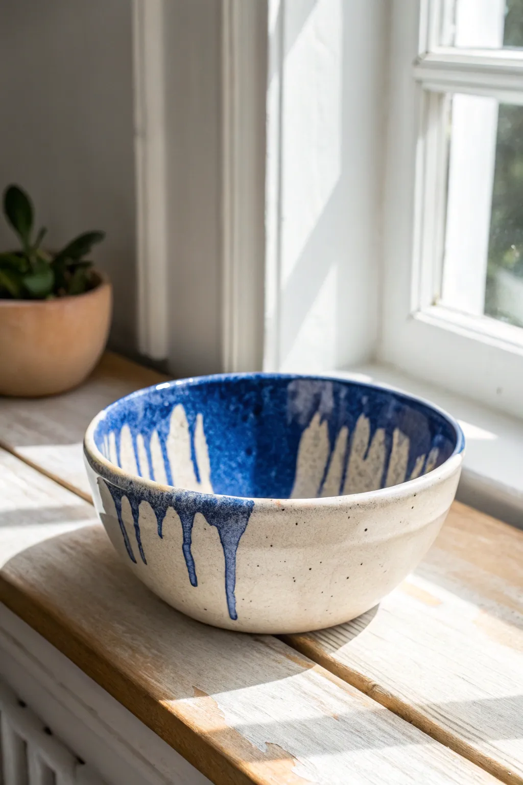 Weirdly charming: a minimalist bowl with a bold glossy drip frozen in time, totally spill-proof.