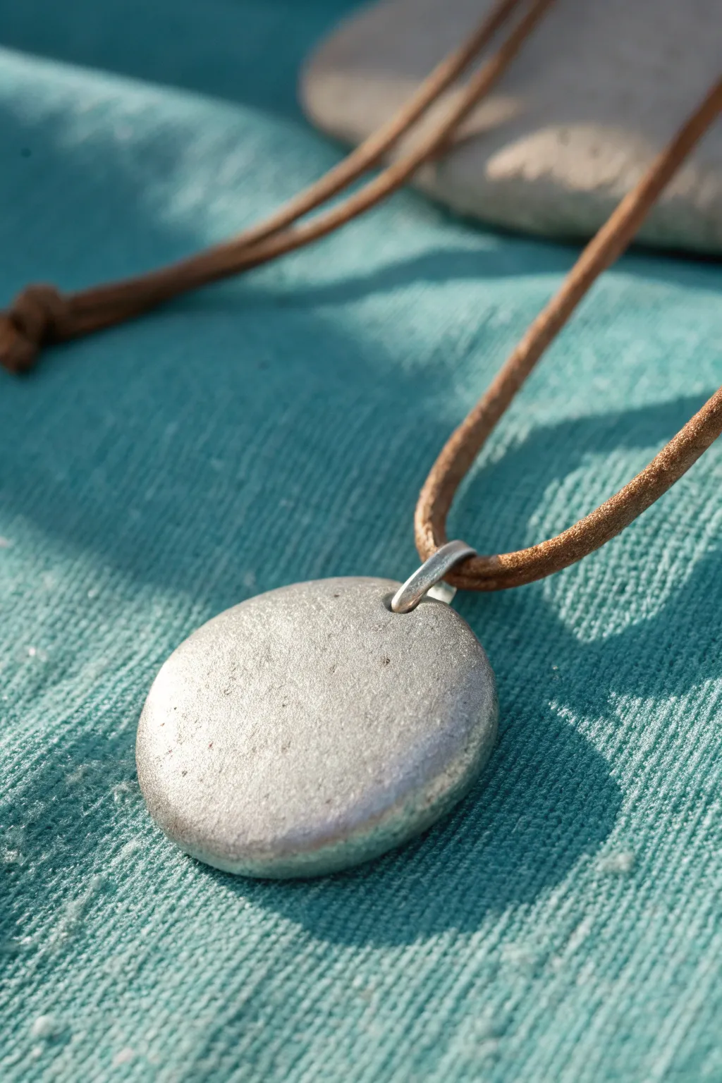 Smooth pebble silver clay worry stone pendant with satin finish, a calming beginner project