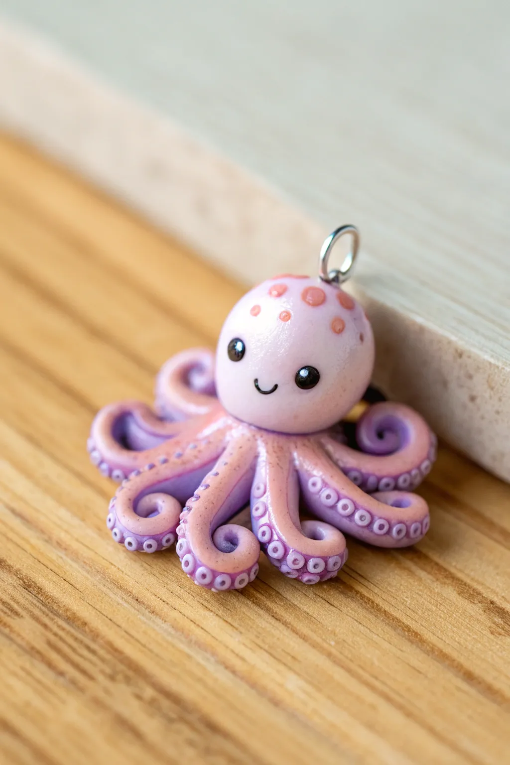 Cute pastel octopus charm with curled tentacles, minimal styling, easy shapes to copy