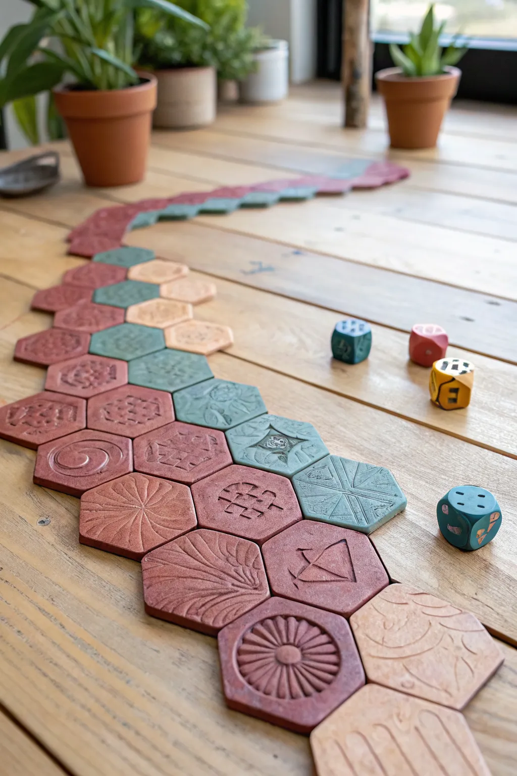 Create your own clay adventure path with colorful tiles and simple tokens for endless play.
