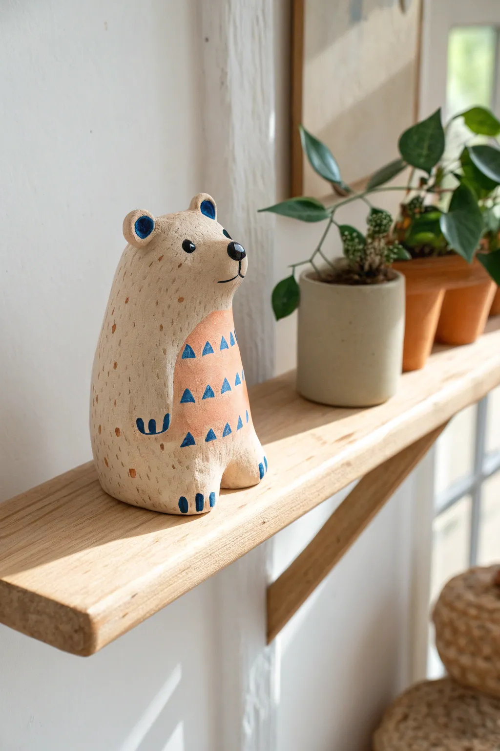 Sweet shelf-sitter critter with dangling legs, bold glaze and simple shapes for beginners