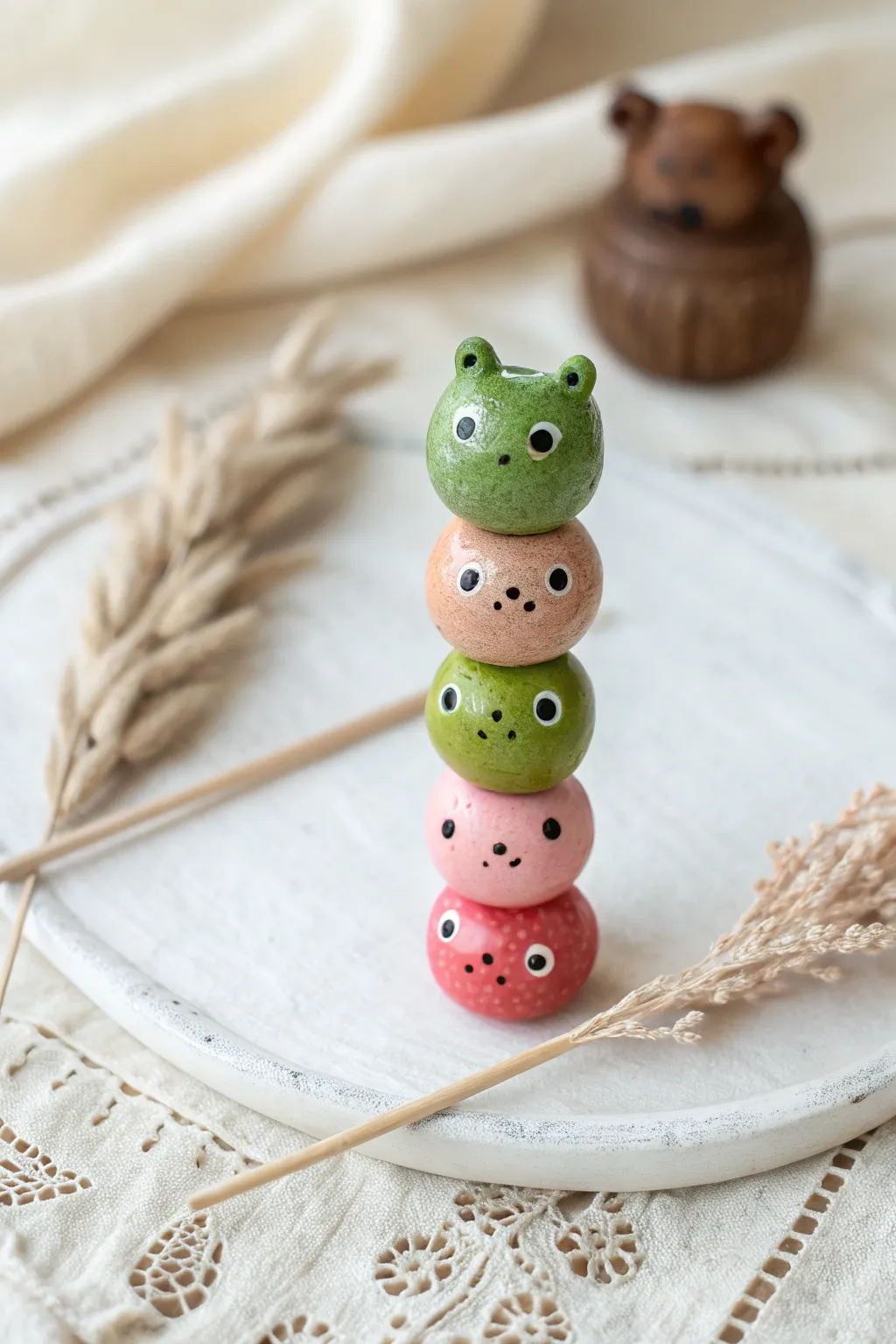 Cute stackable clay animal totem beads, bold yet minimalist, perfect for DIY jewelry charms.