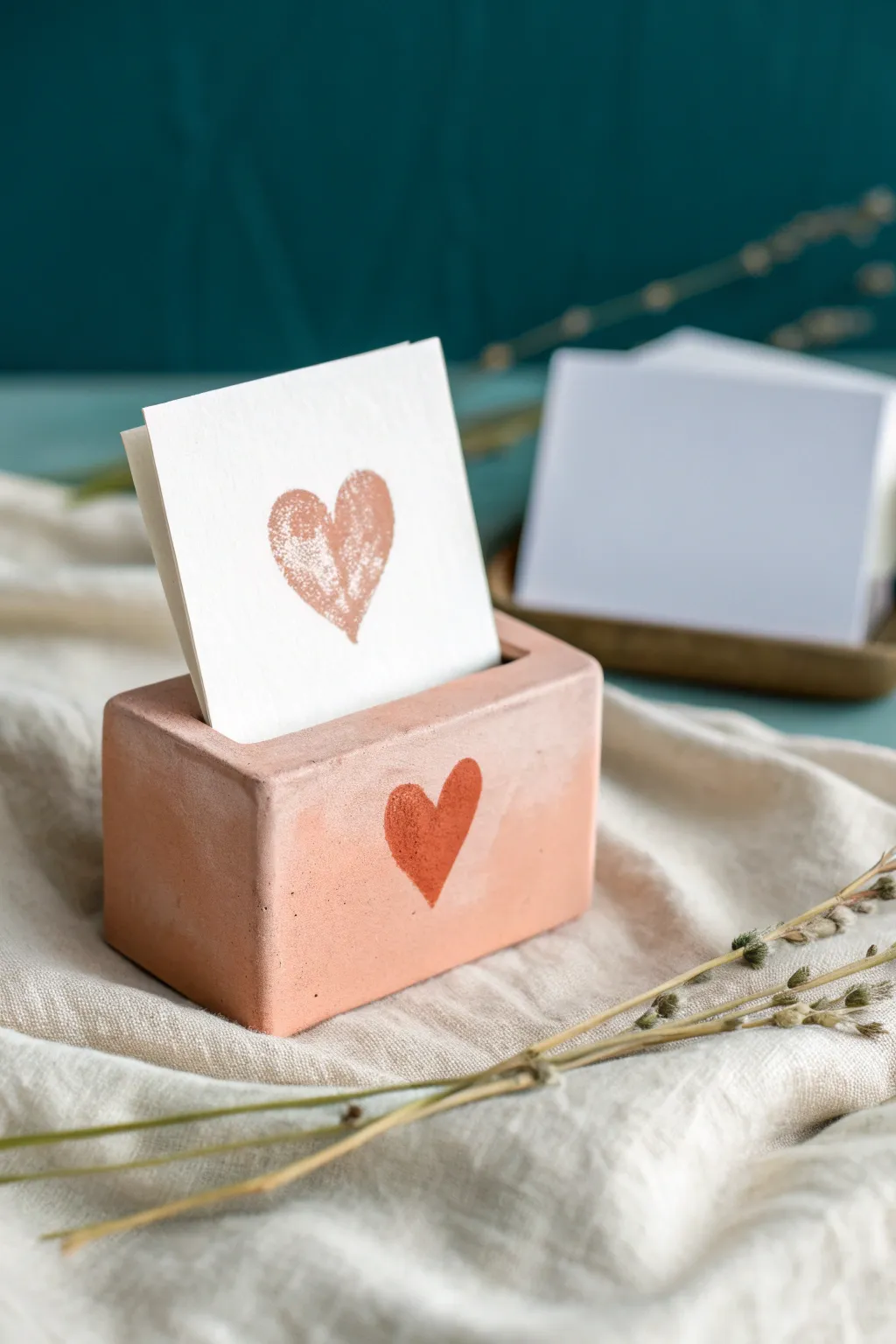 Sweet clay photo card holder for Mothers Day, minimalist and handmade with a soft boho feel