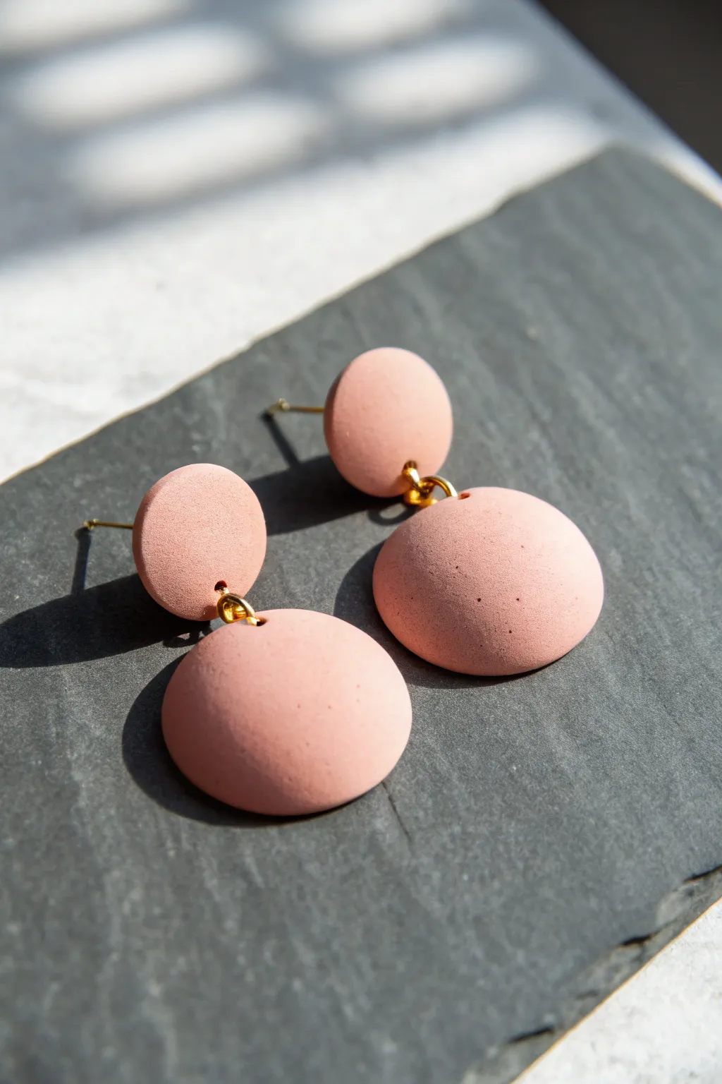 Soft blush hollow dome bubble earrings, minimalist and boho with bold contrast and charm