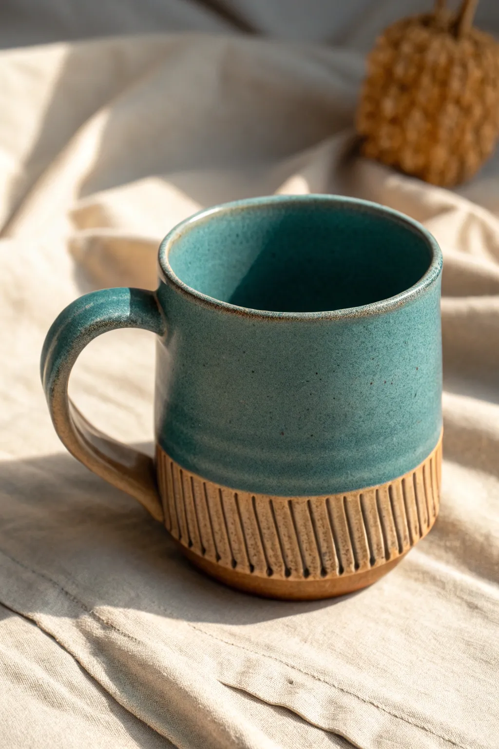 Finger-groove handle mug: minimalist form, cozy grip, bold glaze, Scandi-boho charm.