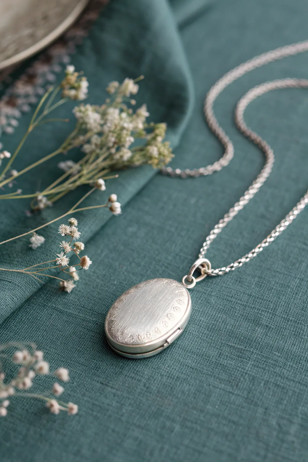 Minimal silver clay hollow locket pendant with crisp seam details and soft Scandinavian styling.