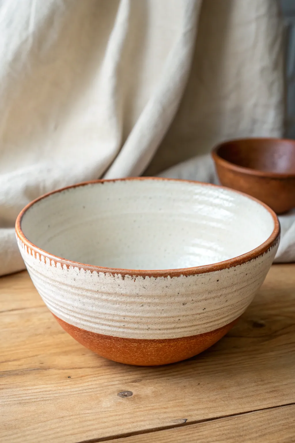 Chattered foot-ring texture adds rhythm to a minimalist thrown bowl with simple satin glaze.