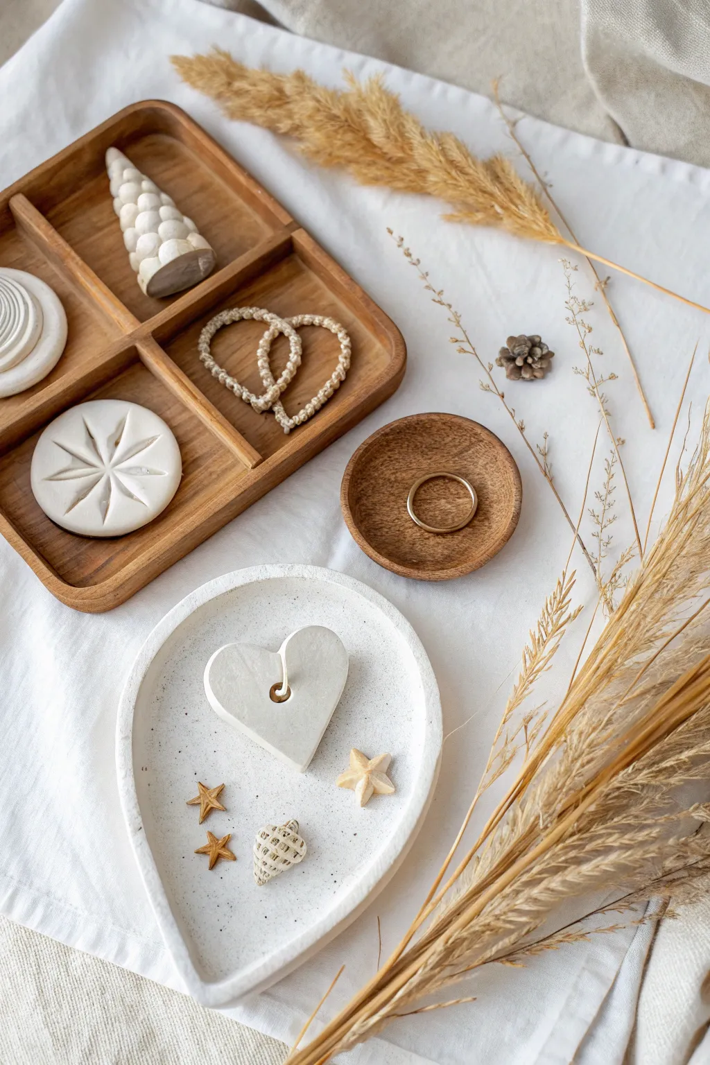 Weekend air clay sampler set: six easy mini makes in a bright minimalist flat lay grid