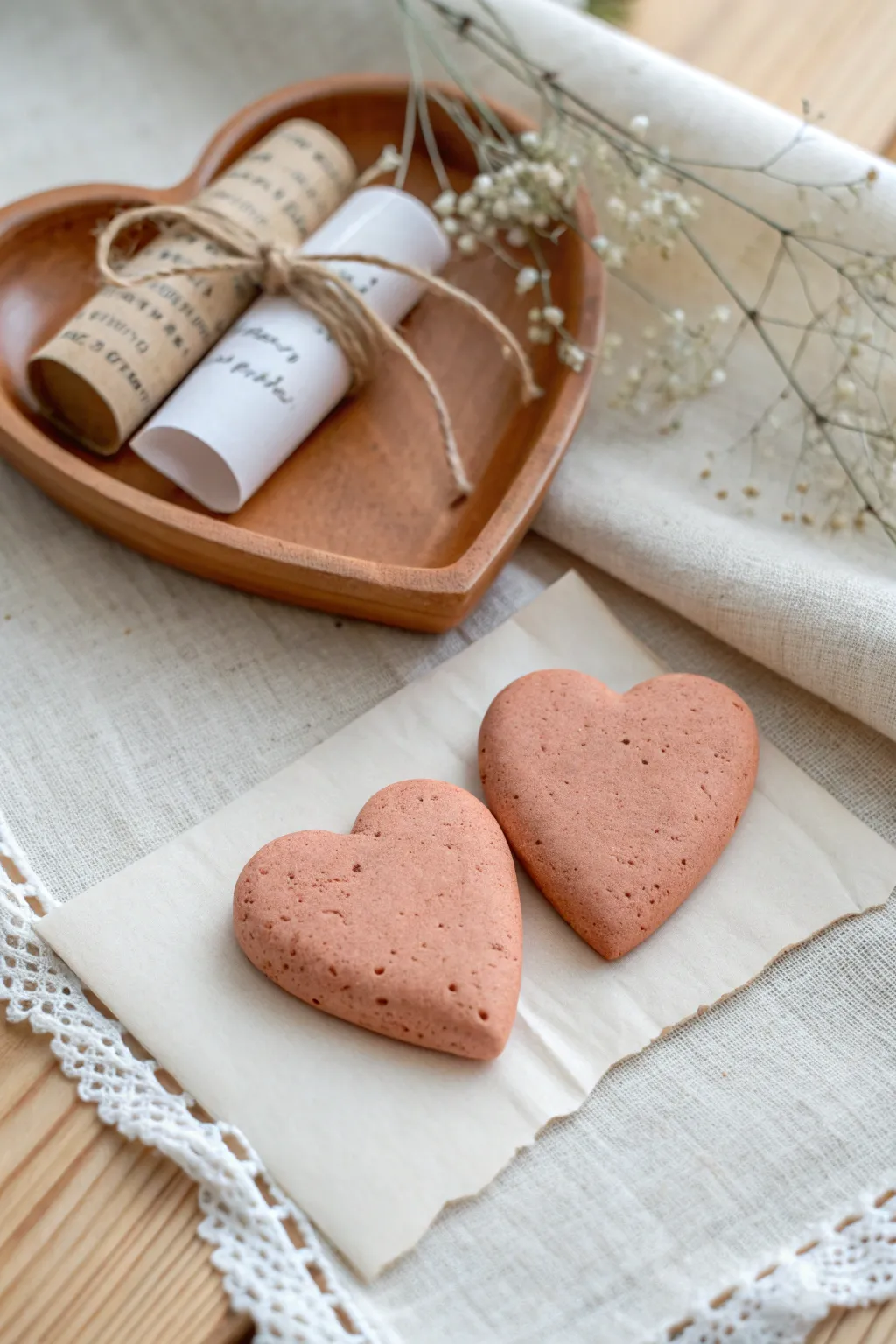 Sweet air dry clay date idea: tiny open-when message capsules tucked inside clay hearts