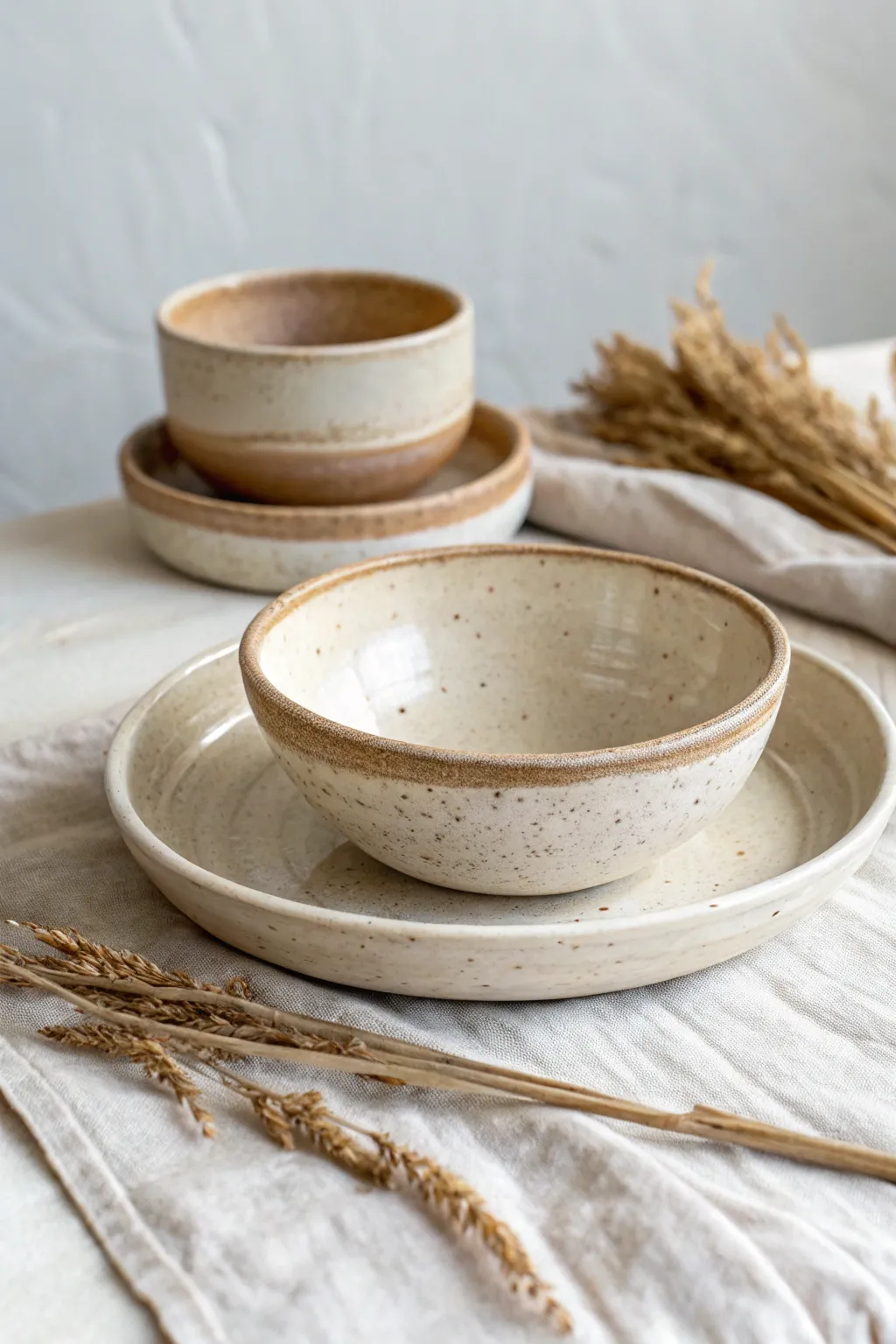 Air-dry clay bowl set with a faux ceramic, speckled finish for an easy elevated look