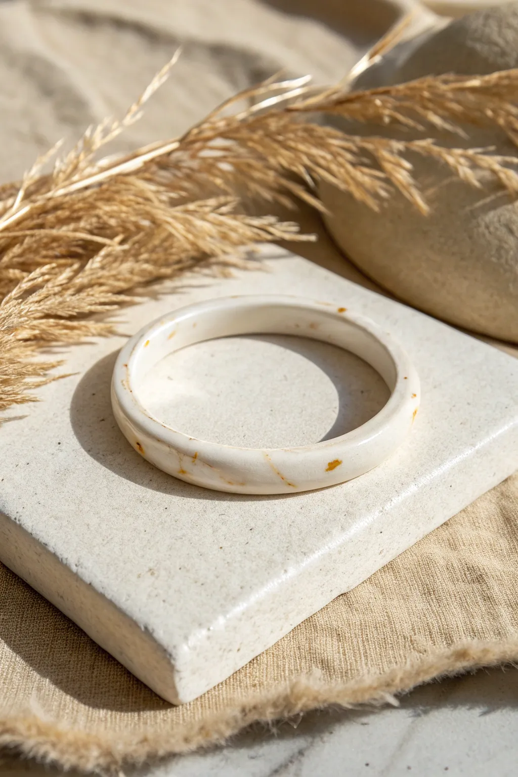 A sleek porcelain bangle with a satin glaze, styled simply to let craftsmanship shine.