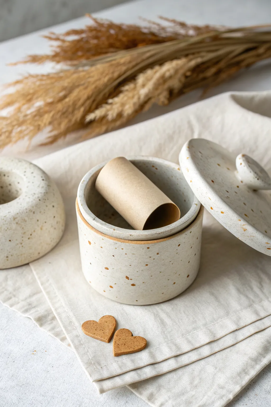 Tiny clay capsules with secret blank love notes, a minimalist date idea with handmade charm.