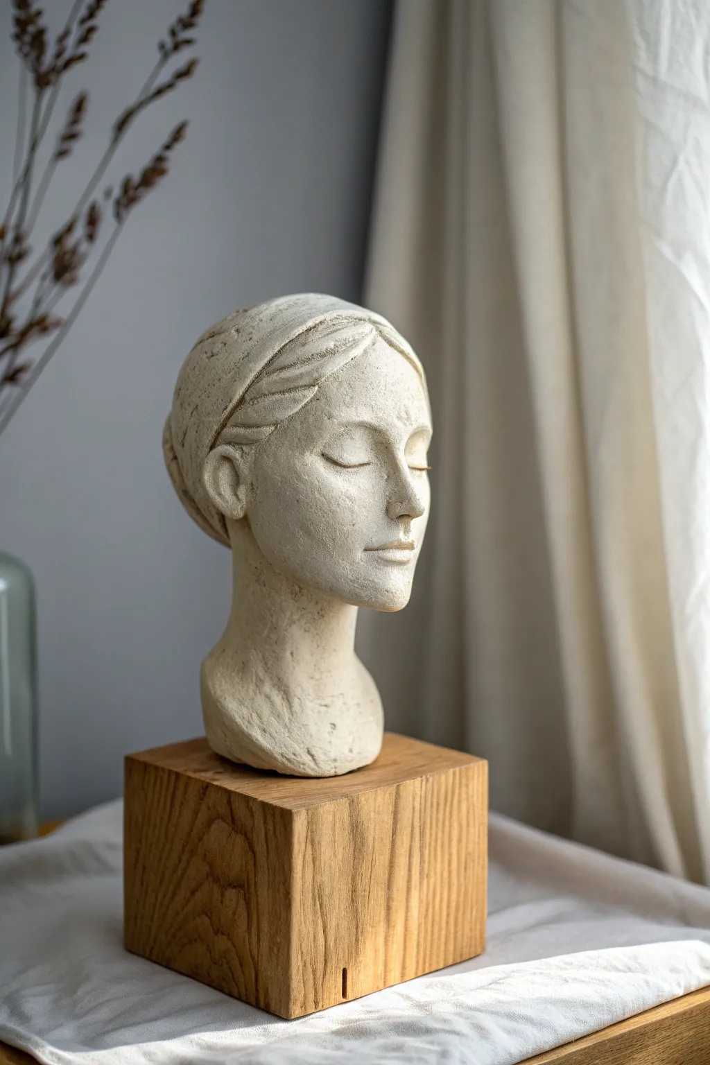 Beginner-friendly mini bust with clean facial planes, Scandinavian calm, and warm clay texture
