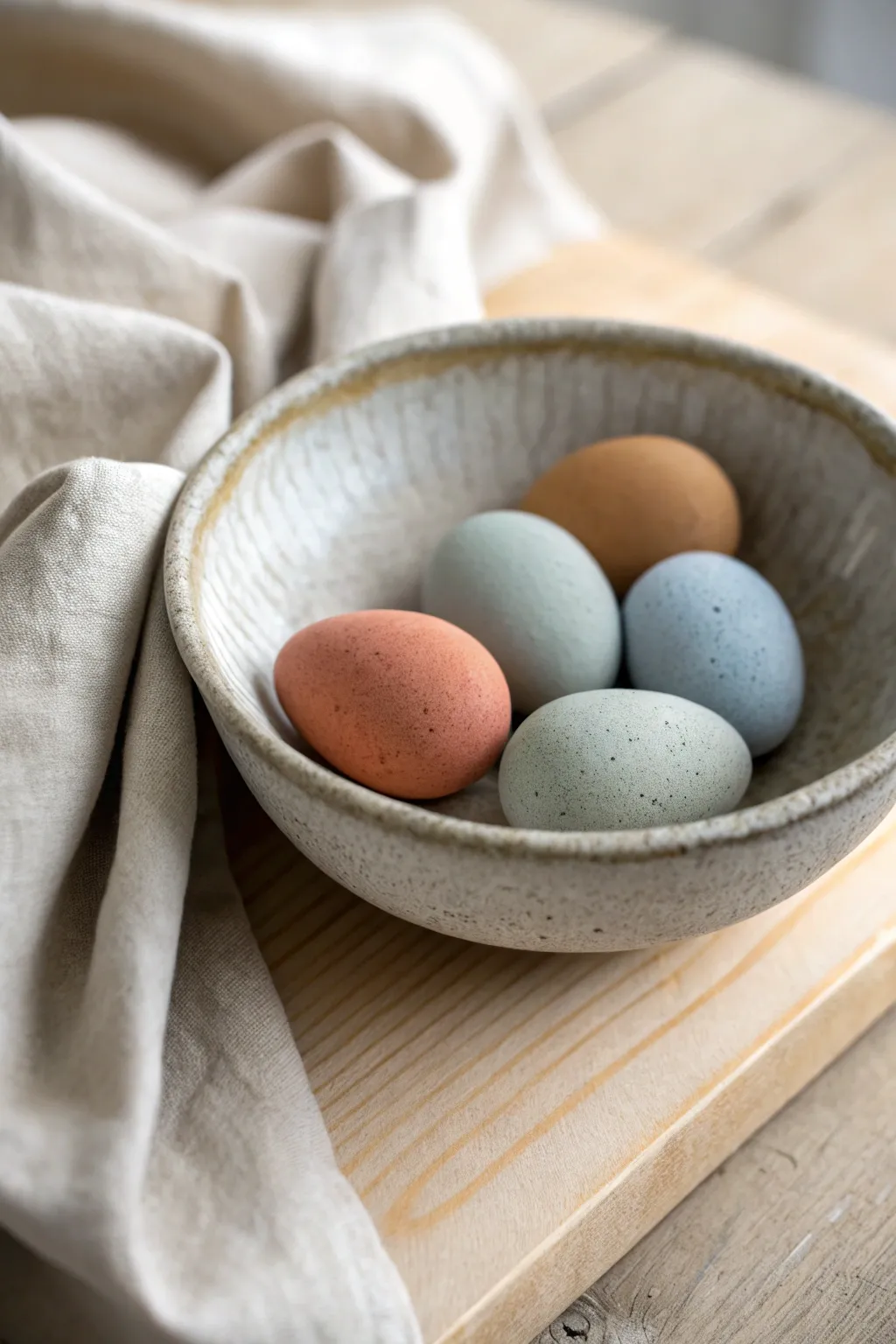 DIY finger-groove calm-down stones: soothing color-block clay pebbles in a minimalist bowl.