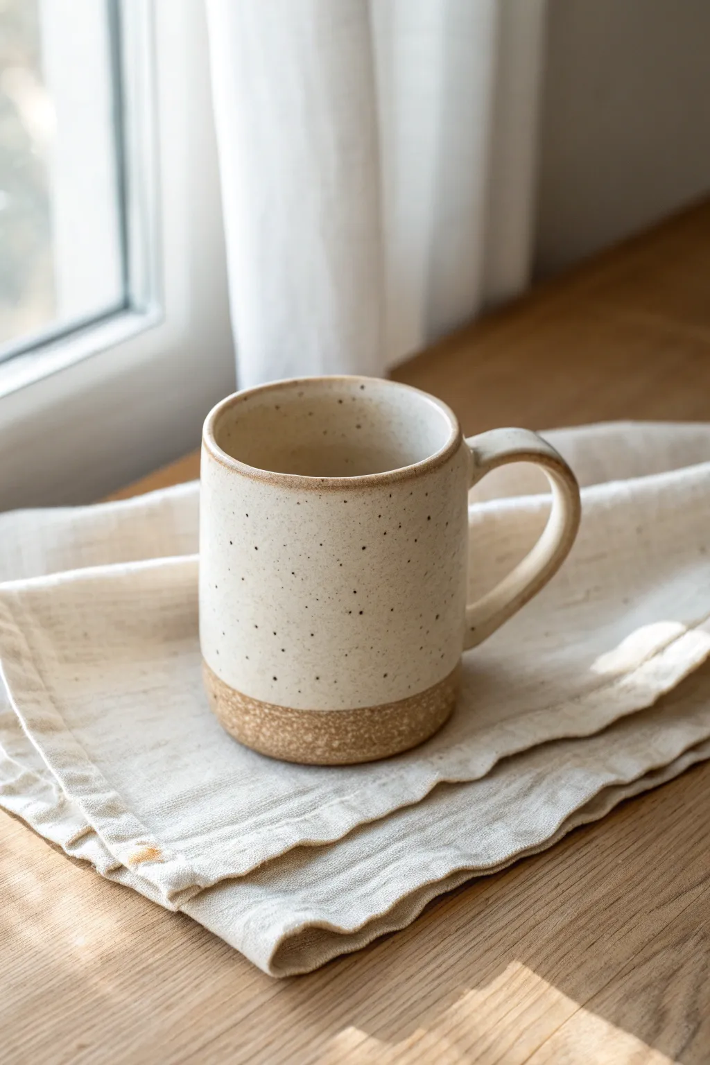 Easy wavy rim mug design with a clean body for a minimal, handcrafted Scandinavian look