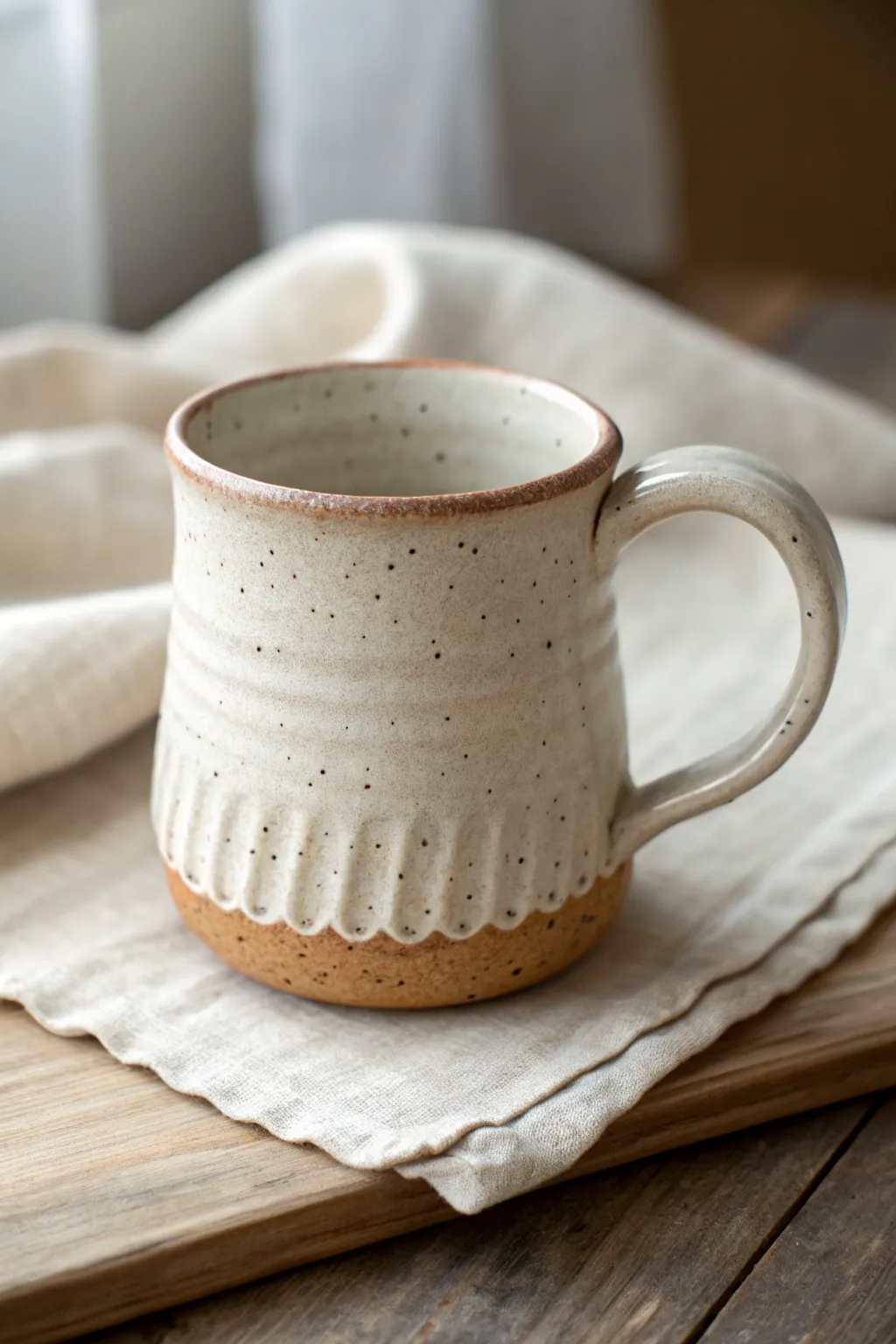 A charming wonky wavy mug that feels handmade, cozy, and effortlessly minimalist