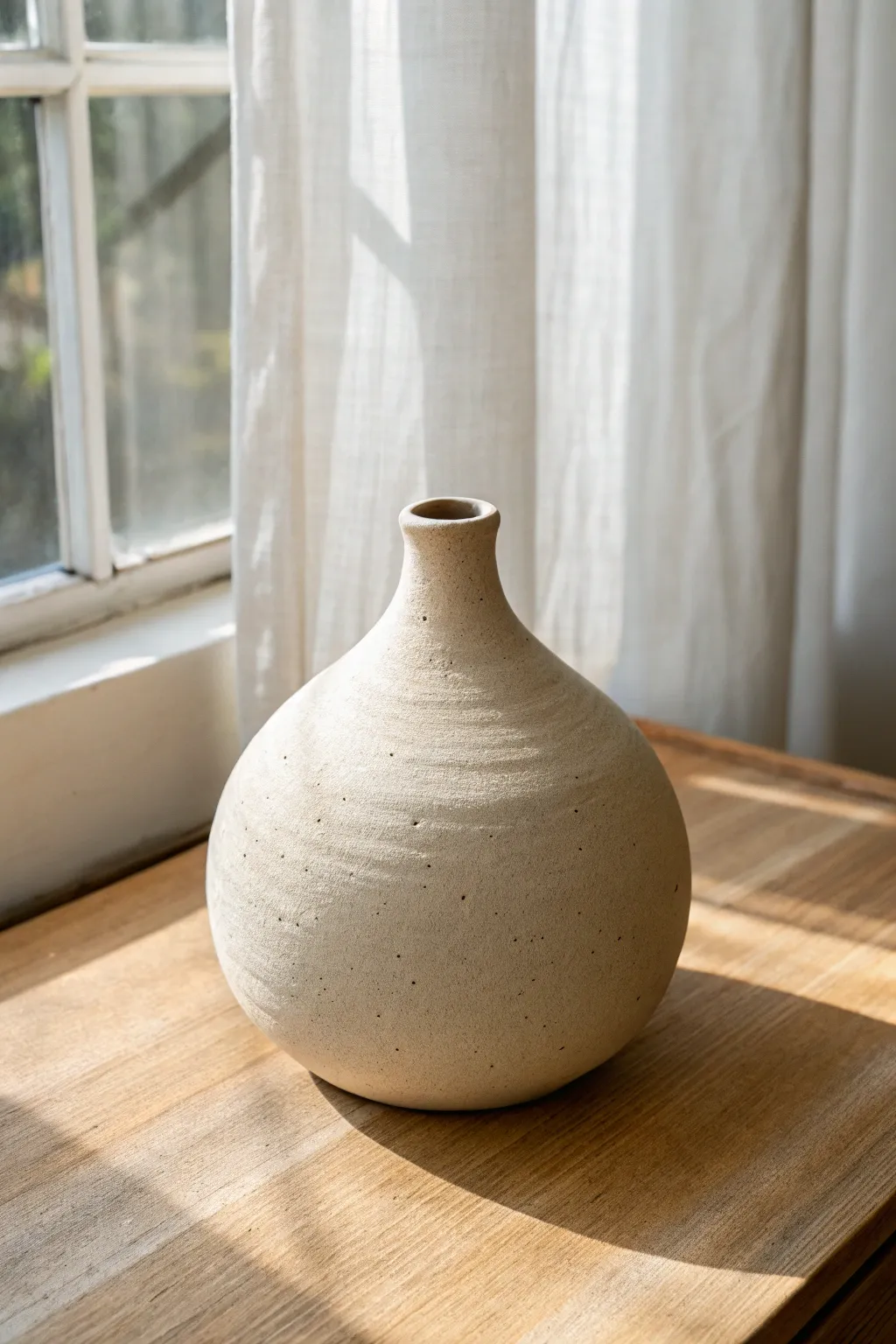 Sphere-inspired slab vase with tailored dart seams for a soft, modern handmade silhouette