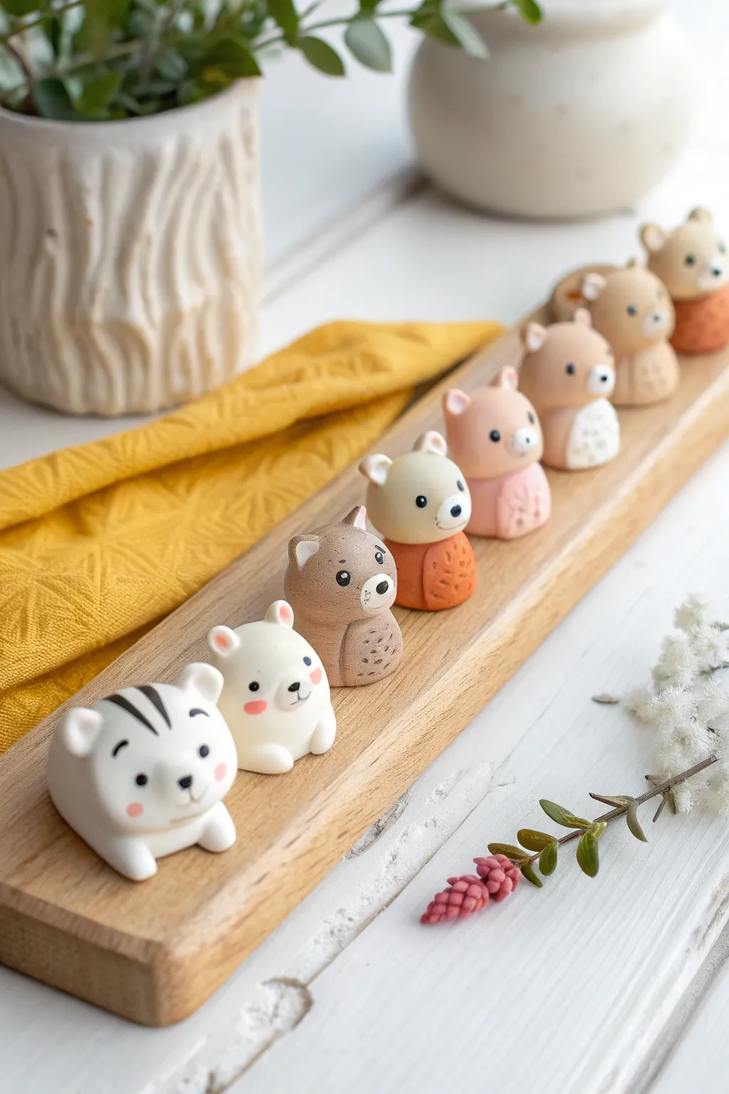 Pocket zoo: 10 easy air-dry clay animals in a calm Scandinavian palette for beginners