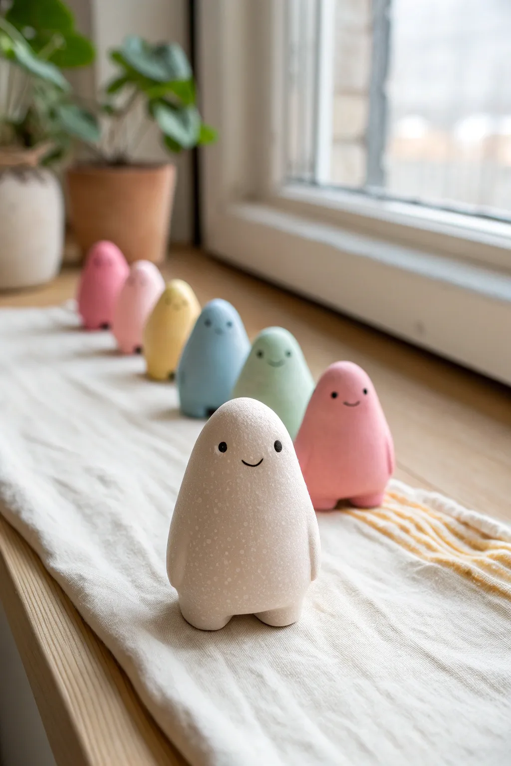 A sweet mini figure series in calm pastels, styled in minimal Scandi-boho charm