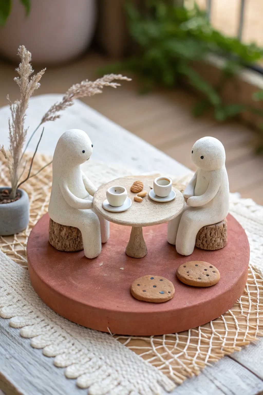 Tiny first date clay diorama: a sweet minimalist scene that’s easy to make and display.