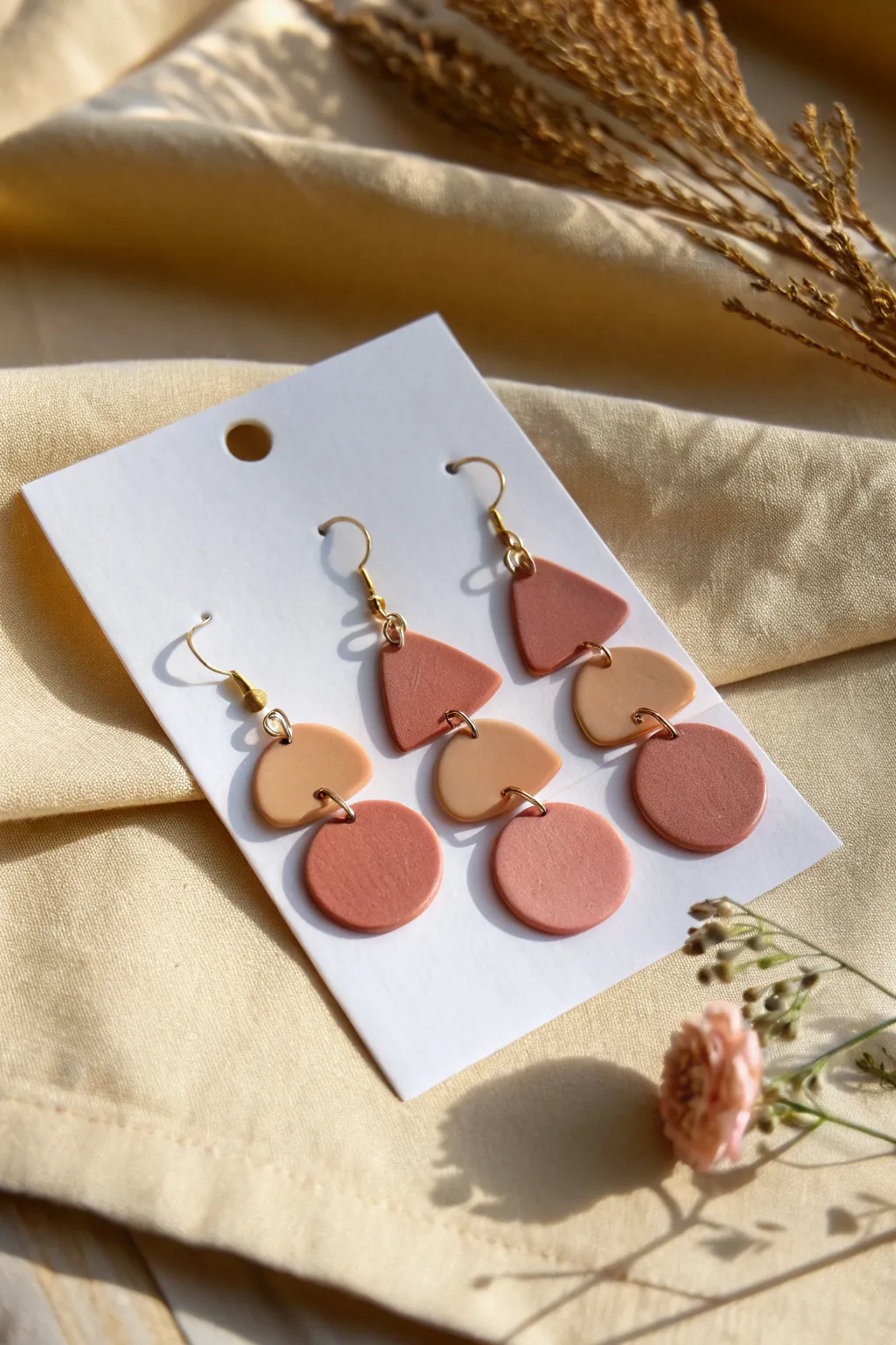 Sweet matching clay earrings: a larger pair for Mom and a smaller pair for her mini me.