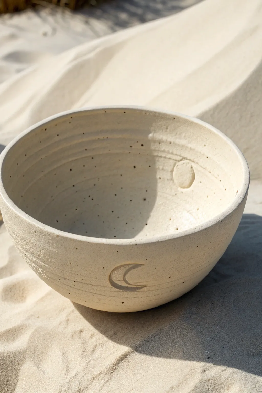 A secret carving beneath the foot ring: minimalist, handmade detail you discover when lifting the bowl