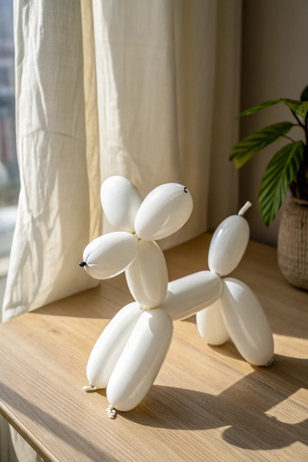 Make a cute balloon dog from simple clay coils, glossy and minimal for an easy beginner figure.