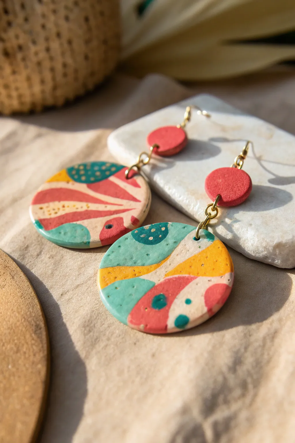 Faux glazed air dry clay earrings with high shine drips for a chic minimalist boho look.