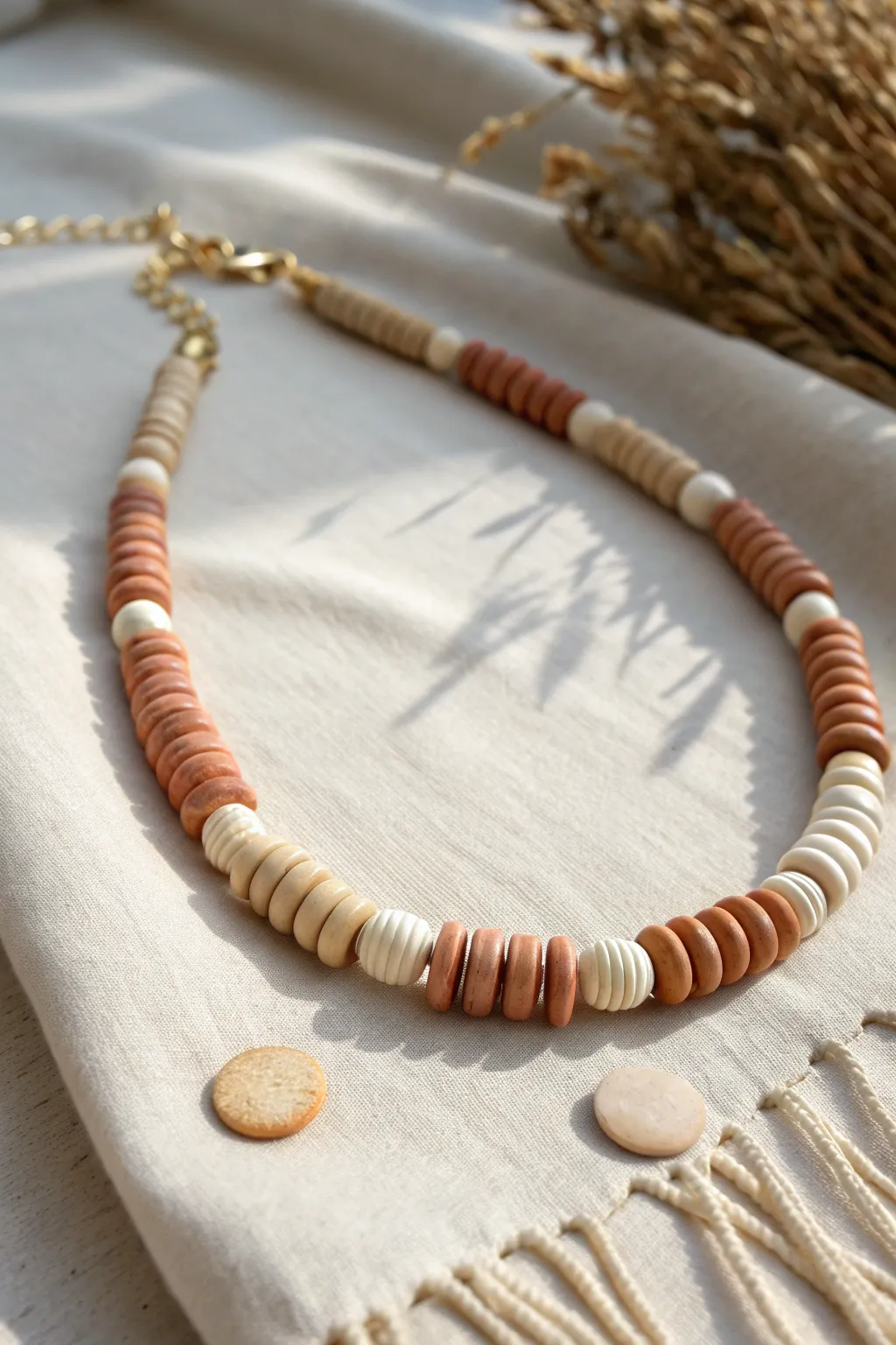 Chunky clay bead choker with mixed sizes for an easy, modern look and satisfying rhythm