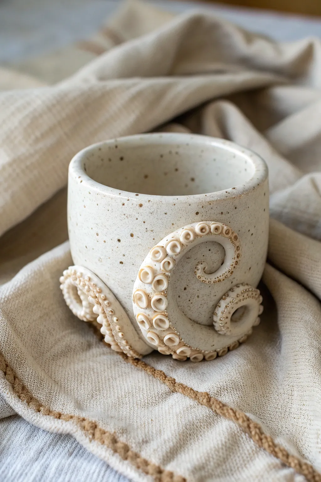 Whimsical coil tentacle cup that feels playful, minimal, and easy to handbuild at home