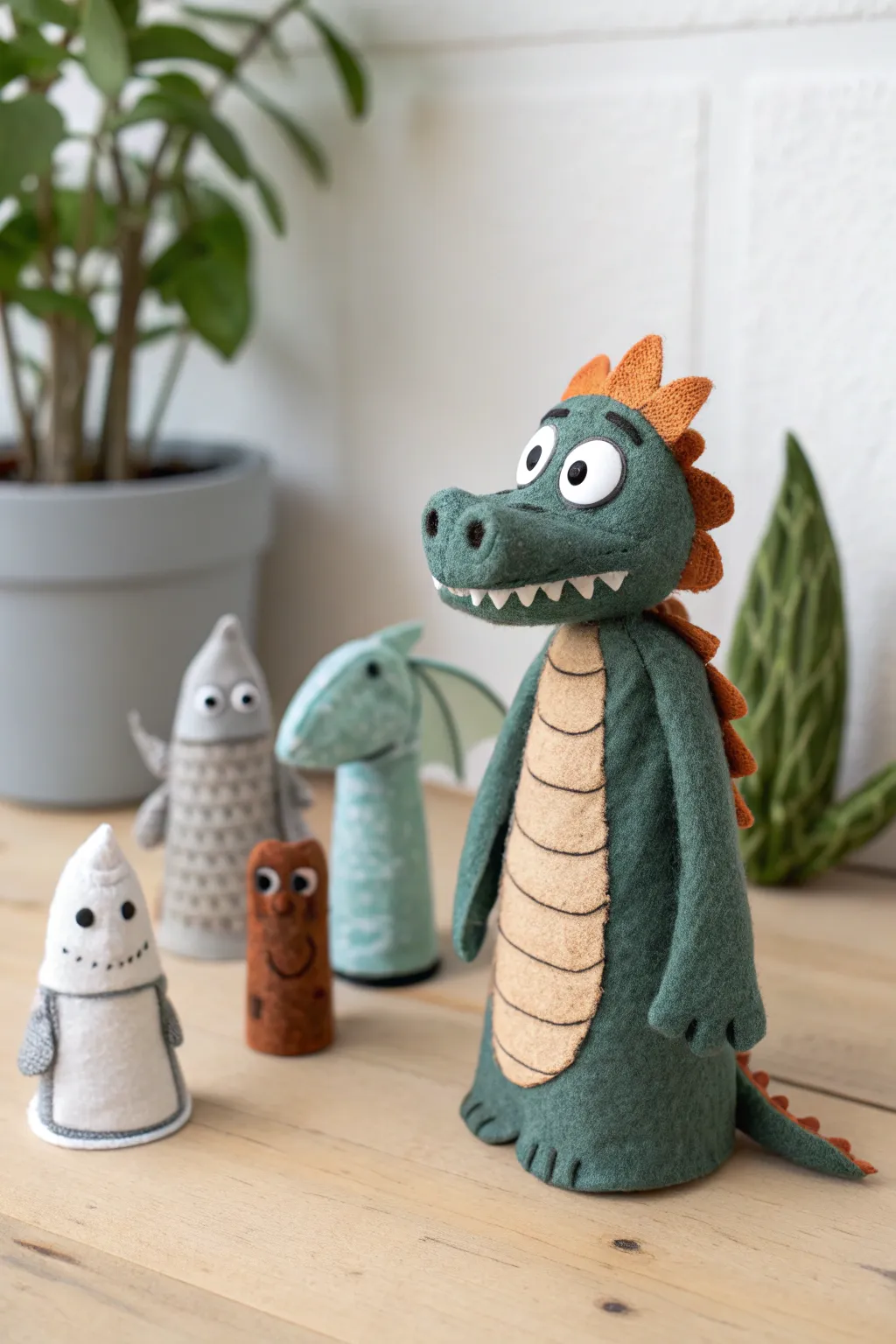 Mythical clay finger puppets that stand tall and invite imaginative play for little hands