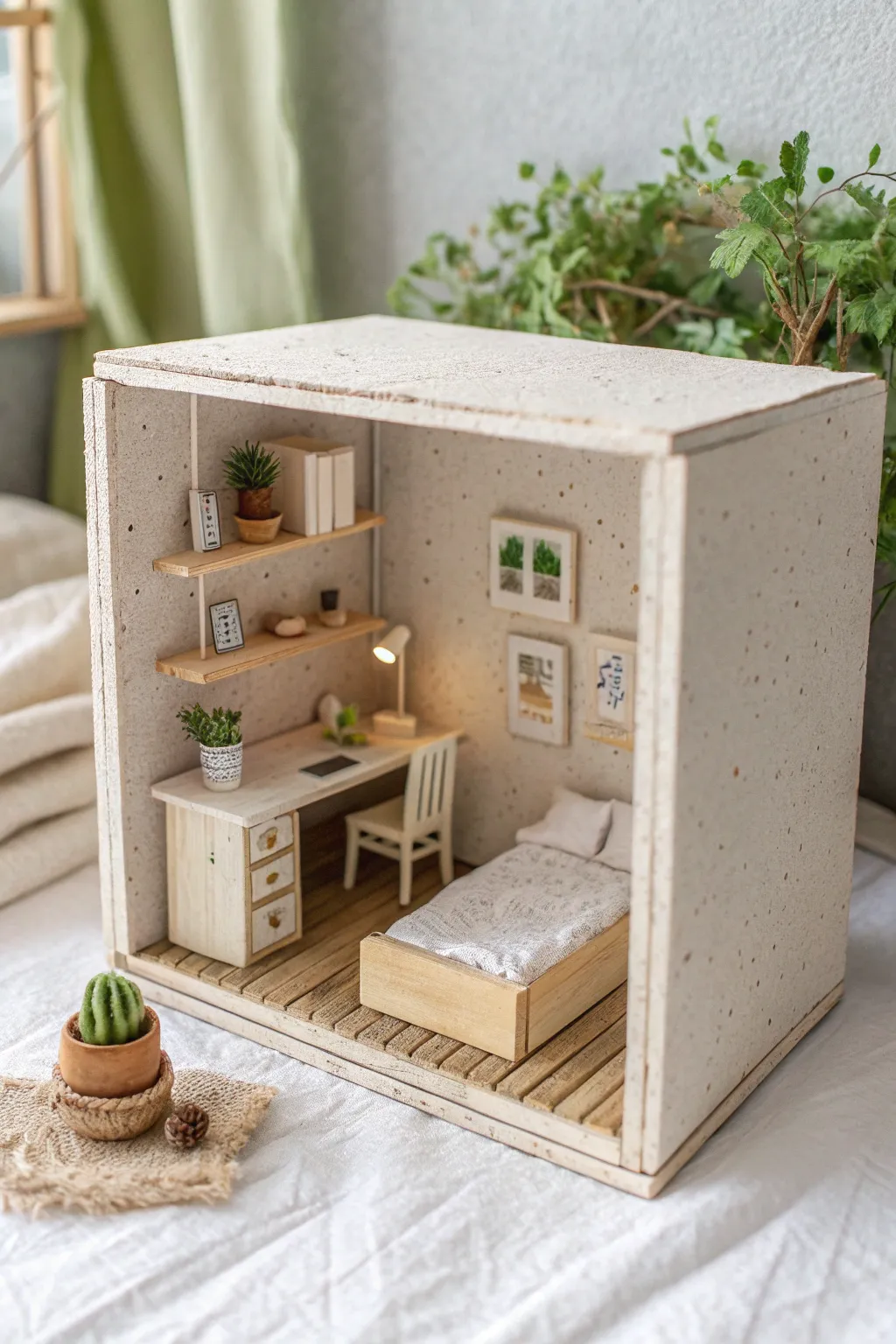 Mini clay room diorama: simple shapes, cozy details, and a high school friendly sculpting win