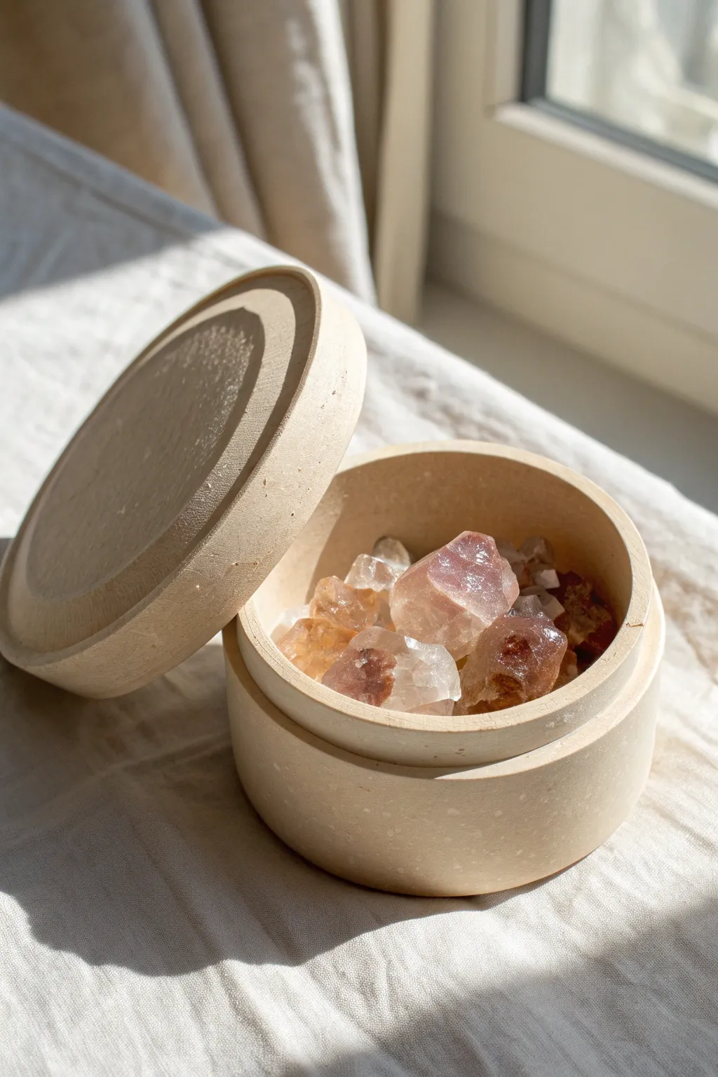 Plain on the outside, sparkling geode surprise within—an easy clay trinket box showpiece.