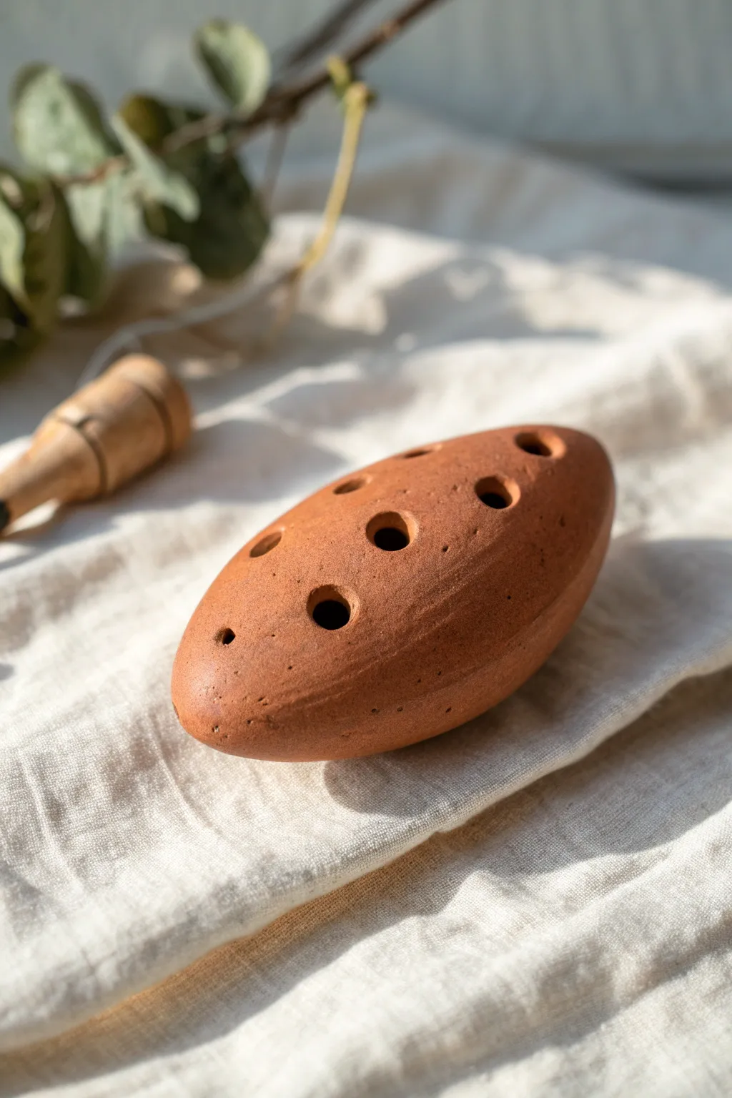 Easy mini ocarina clay whistle with neat finger holes, minimalist and charming for beginners